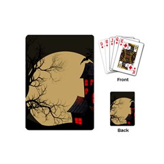 Halloween Moon Haunted House Full Moon Dead Tree Playing Cards Single Design (mini) by Ravend