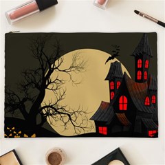 Halloween Moon Haunted House Full Moon Dead Tree Cosmetic Bag (xxl) by Ravend