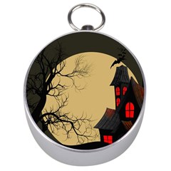 Halloween Moon Haunted House Full Moon Dead Tree Silver Compasses by Ravend