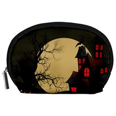 Halloween Moon Haunted House Full Moon Dead Tree Accessory Pouch (large) by Ravend