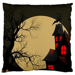 Halloween Moon Haunted House Full Moon Dead Tree Standard Premium Plush Fleece Cushion Case (one Side) by Ravend