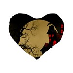 Halloween Moon Haunted House Full Moon Dead Tree Standard 16  Premium Flano Heart Shape Cushions Front