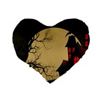 Halloween Moon Haunted House Full Moon Dead Tree Standard 16  Premium Flano Heart Shape Cushions Back