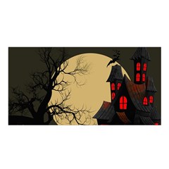 Halloween Moon Haunted House Full Moon Dead Tree Satin Shawl 45  X 80  by Ravend