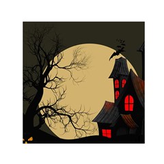 Halloween Moon Haunted House Full Moon Dead Tree Square Satin Scarf (30  X 30 ) by Ravend