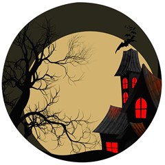 Halloween Moon Haunted House Full Moon Dead Tree Wooden Bottle Opener (round) by Ravend