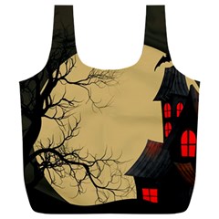 Halloween Moon Haunted House Full Moon Dead Tree Full Print Recycle Bag (xxl) by Ravend