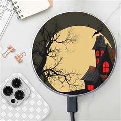 Halloween Moon Haunted House Full Moon Dead Tree Wireless Fast Charger(white) by Ravend