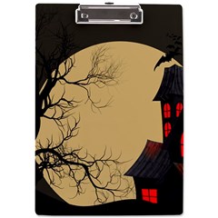 Halloween Moon Haunted House Full Moon Dead Tree A4 Acrylic Clipboard by Ravend