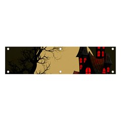 Halloween Moon Haunted House Full Moon Dead Tree Banner And Sign 4  X 1  by Ravend