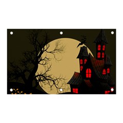 Halloween Moon Haunted House Full Moon Dead Tree Banner And Sign 5  X 3  by Ravend