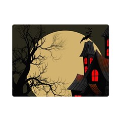 Halloween Moon Haunted House Full Moon Dead Tree Premium Plush Fleece Blanket (mini) by Ravend