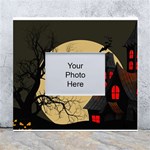 Halloween Moon Haunted House Full Moon Dead Tree White Wall Photo Frame 5  x 7  Front