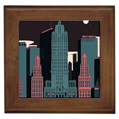 New York City Nyc Skyline Cityscape Framed Tile by Ravend