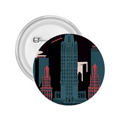 New York City Nyc Skyline Cityscape 2 25  Buttons by Ravend