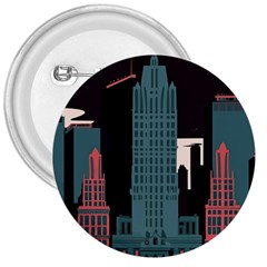 New York City Nyc Skyline Cityscape 3  Buttons by Ravend