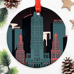 New York City Nyc Skyline Cityscape Ornament (round) by Ravend