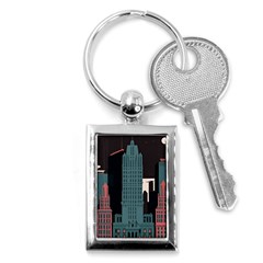 New York City Nyc Skyline Cityscape Key Chain (rectangle) by Ravend