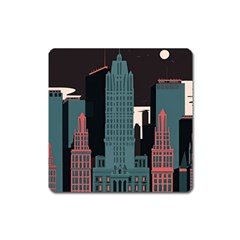 New York City Nyc Skyline Cityscape Square Magnet