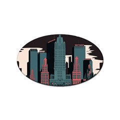 New York City Nyc Skyline Cityscape Sticker Oval (100 Pack)