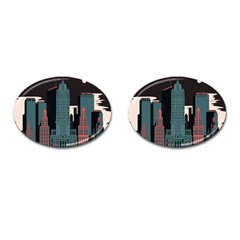 New York City Nyc Skyline Cityscape Cufflinks (oval) by Ravend