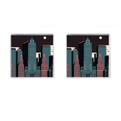 New York City Nyc Skyline Cityscape Cufflinks (square) by Ravend