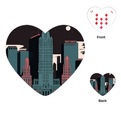 New York City Nyc Skyline Cityscape Playing Cards Single Design (heart) by Ravend