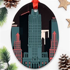 New York City Nyc Skyline Cityscape Oval Ornament (two Sides)