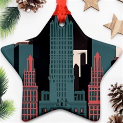 New York City Nyc Skyline Cityscape Star Ornament (two Sides) by Ravend