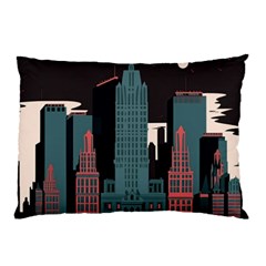 New York City Nyc Skyline Cityscape Pillow Case by Ravend