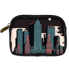 New York City Nyc Skyline Cityscape Digital Camera Leather Case by Ravend