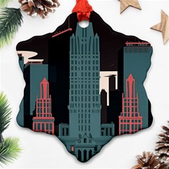 New York City Nyc Skyline Cityscape Ornament (snowflake) by Ravend