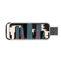 New York City Nyc Skyline Cityscape Portable Usb Flash (one Side) by Ravend