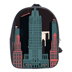 New York City Nyc Skyline Cityscape School Bag (xl) by Ravend