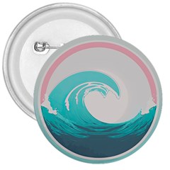 Tidal Wave Ocean Sea Tsunami Wave Minimalist 3  Buttons by Ravend