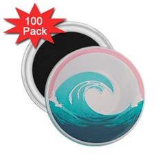 Tidal Wave Ocean Sea Tsunami Wave Minimalist 2 25  Magnets (100 Pack)  by Ravend