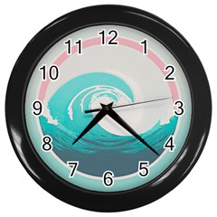 Tidal Wave Ocean Sea Tsunami Wave Minimalist Wall Clock (black) by Ravend