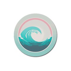 Tidal Wave Ocean Sea Tsunami Wave Minimalist Magnet 3  (round) by Ravend