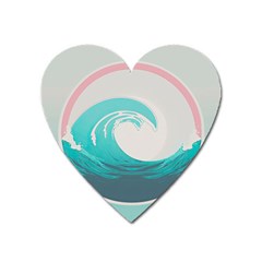 Tidal Wave Ocean Sea Tsunami Wave Minimalist Heart Magnet by Ravend