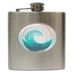 Tidal Wave Ocean Sea Tsunami Wave Minimalist Hip Flask (6 Oz) by Ravend