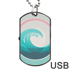 Tidal Wave Ocean Sea Tsunami Wave Minimalist Dog Tag Usb Flash (two Sides) by Ravend