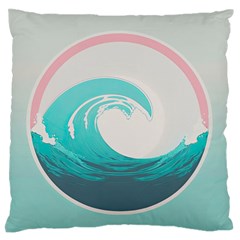 Tidal Wave Ocean Sea Tsunami Wave Minimalist Large Premium Plush Fleece Cushion Case (one Side) by Ravend