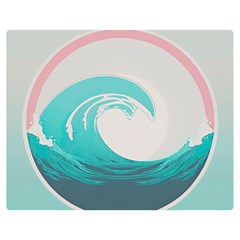 Tidal Wave Ocean Sea Tsunami Wave Minimalist Premium Plush Fleece Blanket (medium) by Ravend