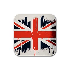 Union Jack England Uk United Kingdom London Rubber Square Coaster (4 Pack) by Ravend