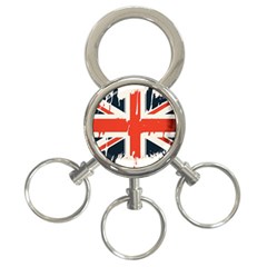 Union Jack England Uk United Kingdom London 3-Ring Key Chain