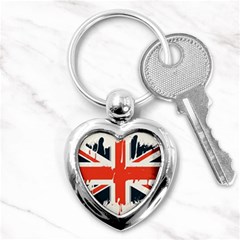 Union Jack England Uk United Kingdom London Key Chain (Heart)