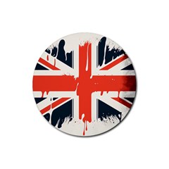 Union Jack England Uk United Kingdom London Rubber Round Coaster (4 Pack) by Ravend