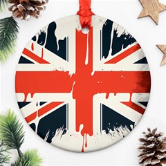 Union Jack England Uk United Kingdom London Round Ornament (two Sides) by Ravend