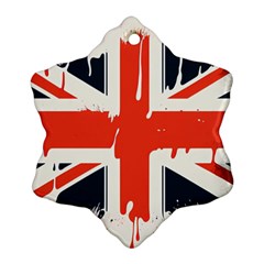 Union Jack England Uk United Kingdom London Snowflake Ornament (two Sides) by Ravend