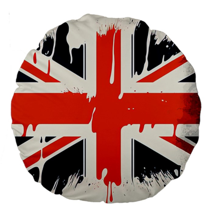 Union Jack England Uk United Kingdom London Large 18  Premium Round Cushions